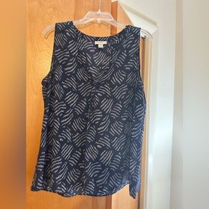 LOFT Navy and White Patterned Blouse